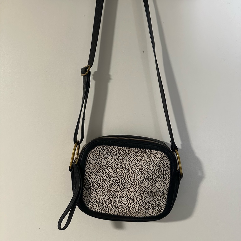 Genuine leather and mohair Fossil crossbody